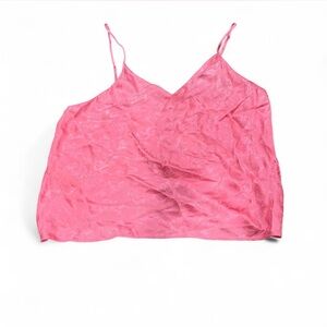 Pink Cami Top Sleeveless V-Neck‎ Floral Damask Print Tank Casual